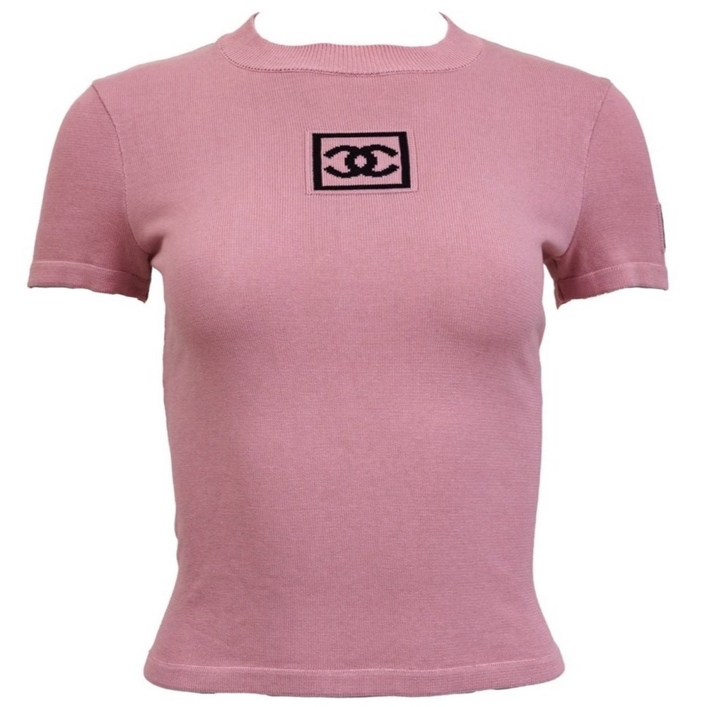 Chanel CC Logo Knit Pink Top